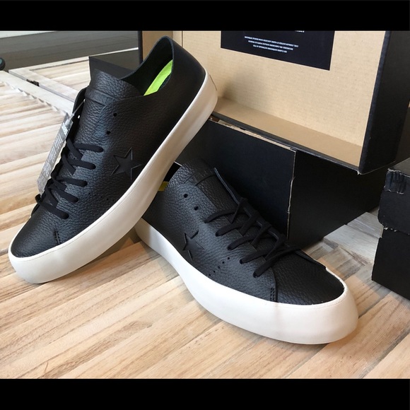 converse black leather one star